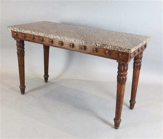 A George IV oak rectangular side table, W.4ft 10in.
